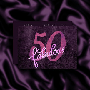 50 und Fabulous   Lila und rosa Grunge Einladung
