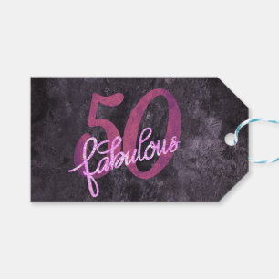 50 und Fabulous   Lila und rosa Grunge Geschenkanhänger