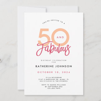 50 und Fabulous Modern 50. Geburtstag Einladung