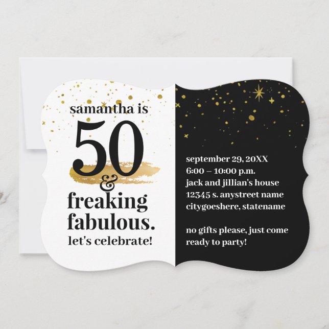 50 und fabulous Modern Bold Funny Birthday Party Einladung (Vorderseite)