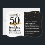 50 und fabulous Modern Bold Funny Birthday Party Einladung<br><div class="desc">Eine lustige 50. Geburtstagsfeier für das FABULOUS Geburtstagsmädchen mit fett-moderner Schwarz-Weiß-Typografie und nur ein kleiner goldener Glitzer für ein schlichtes Farbblockdesign. Alle Farben können geändert werden,  klicken Sie einfach auf "Weiter anpassen" und bearbeiten Sie die Vorlage,  wie Sie möchten.</div>