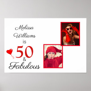 50 und Fabulous Name Zwei Fotos 50. Geburtstag SM Poster