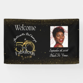 50 und Fabulous Party Personalisiert Name Black Go Banner
