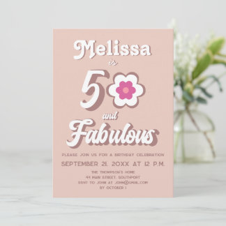 50 und Fabulous Pink 50. Geburtstag Groovy Invitat Einladung