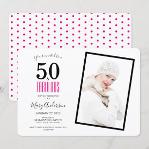 50 und fabulous Pink 50. Geburtstagsparty Einladung