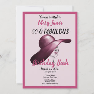 50 und Fabulous Pink Birthday Bash Einladung