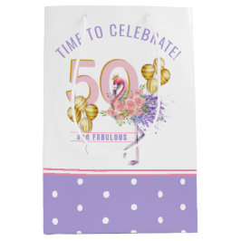 50 und Fabulous Pink Flamingo Mittlere Geschenktüte