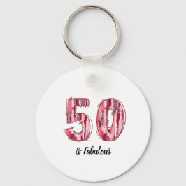 50 und Fabulous Pink und Leopard Pinselstriche Schlüsselanhänger