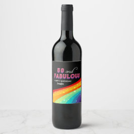 50 und Fabulous Rainbow Sparkle Geburtstagsparty Weinetikett