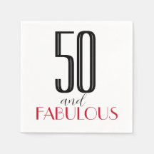 50 und Fabulous Retro Birthday Red Black
