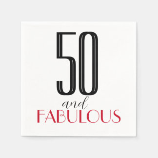 50 und Fabulous Retro Birthday Red Black Serviette