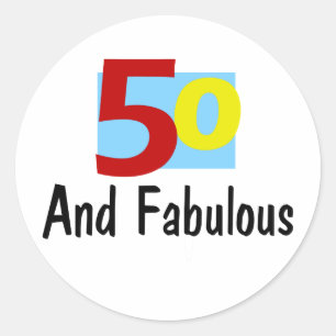 50 und Fabulous Runder Aufkleber