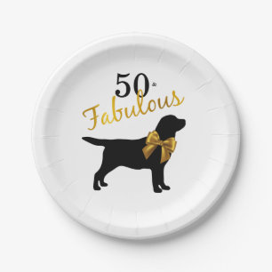 50 und Fabulous - Schwarzer Labrador Niedlicher Hu Pappteller