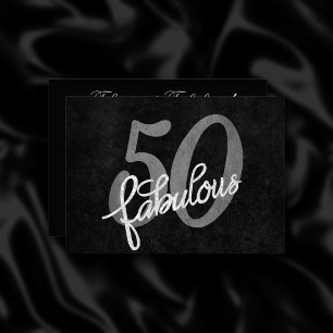 50 und Fabulous   Schwarzer und Silbergrauer Grung Einladung