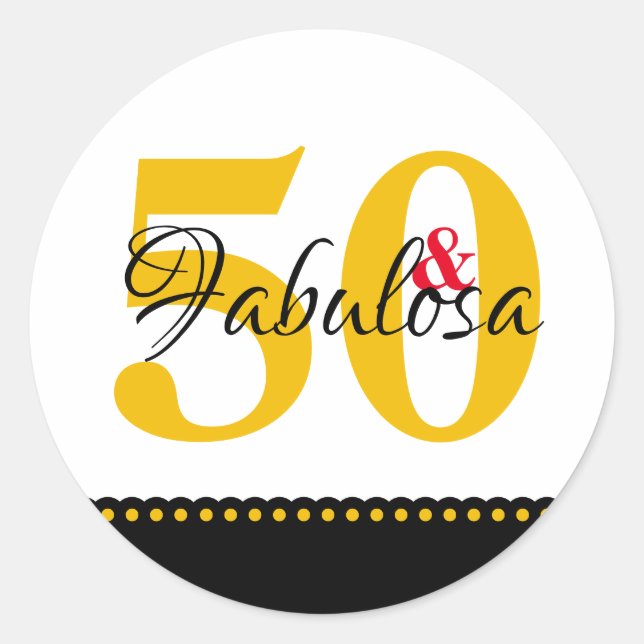 50 und Fabulous SPANISH gelb modern sauber Runder Aufkleber (Vorderseite)