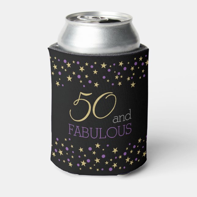 50 und Fabulous Star Pattern | Lila Gold Dosenkühler (Kanne Rückseite)