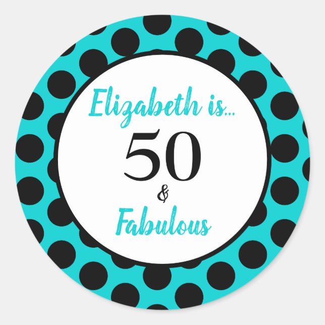 50 und fabulous Türkis Blue Runder Aufkleber (Vorderseite)