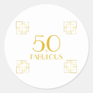 50 und Fabulous   Typografie 50. Geburtstag Runder Aufkleber