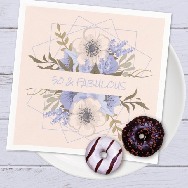 50 und Fabulous Violet Pastel Five Petal Wild Rose Serviette (Easily personalize this pastel wild rose paper napkin design for a birthday or other occasion. )