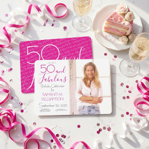 50 und Fantastisch 50. Geburtstag Elegantes Foto Einladung