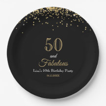 50 und Fantastisch Gold Glitter und Schwarze Gebur