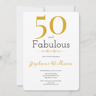 50 und fantastisch Gold Moderne 50. Geburtstagsfei Einladung