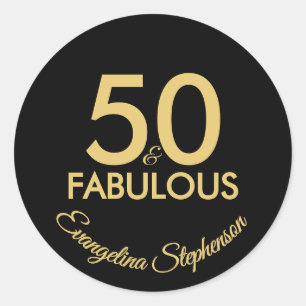 50 und Fantastisch Moderne schwarze goldene 50. Ge Runder Aufkleber