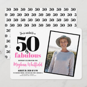 50 und Fantastisch Rosa 50. Geburtstagsfeier Einladung