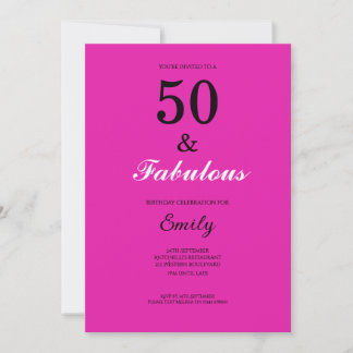 50 und fantastisch Rosa Geburtstag Einladung