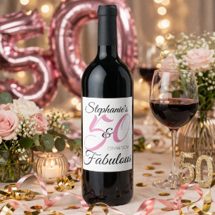 50 und fantastisch Rosa personalisierte Geburtstag Weinetikett