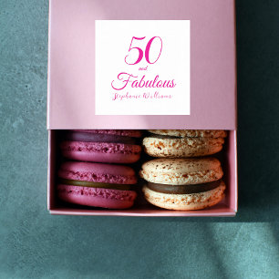 50 und Fantastisch Skript Rosa 50. Geburtstagsfeie Quadratischer Aufkleber