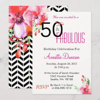 50 und Fantastische Floral 50. Geburtstag Einladun Einladung