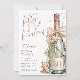 50 und fantastische Rose-Gold-Schrift Überraschung Einladung