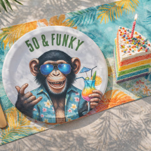 50 und Funky Sommeraffe 50. Geburtstag Pappteller