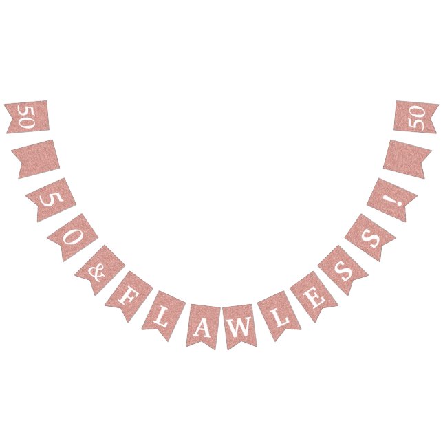 50 und glatter Glitterie Rose Gold White Geburtsta Wimpelkette (Alle)