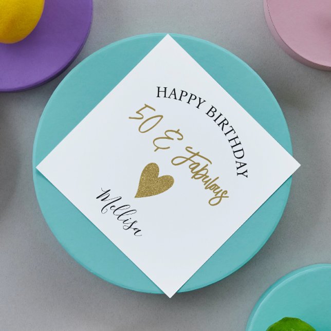 50 und herrliches Schwarz-Gold-Happy Geburtstag Serviette (Von Creator hochgeladen)