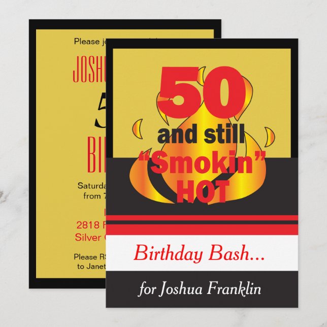 50 und immer noch Smokin heiß | Einladung zum 50.  (Vorne/Hinten)