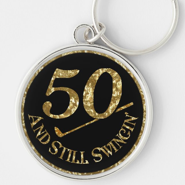 50 und immer noch Swingin'Golf Balls Schlüsselanhänger (Vorne)