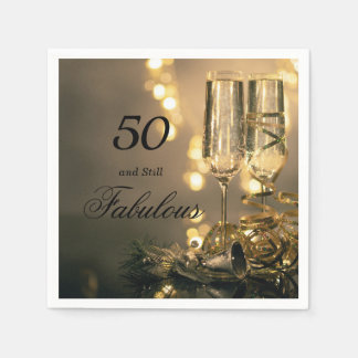 50 und noch fabelhaft elegante Black Gold Geburtst Serviette