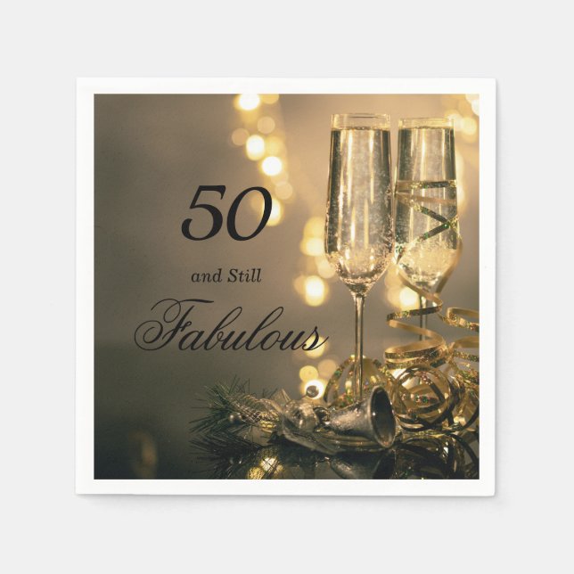 50 und noch fabelhaft elegante Black Gold Geburtst Serviette (Vorderseite)