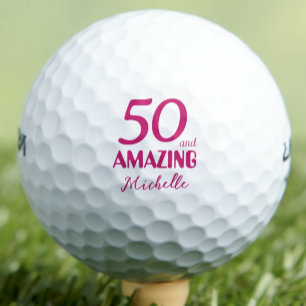 50 und Phantastisch Friend Geschenk - Rosa 50. Geb Golfball