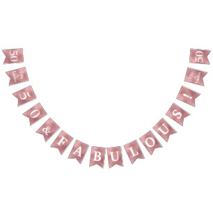50 und prächtige Rose Gold Bunting Fahnen Wimpelkette