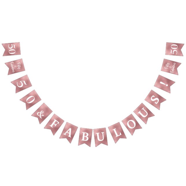 50 und prächtige Rose Gold Bunting Fahnen Wimpelkette (Alle)