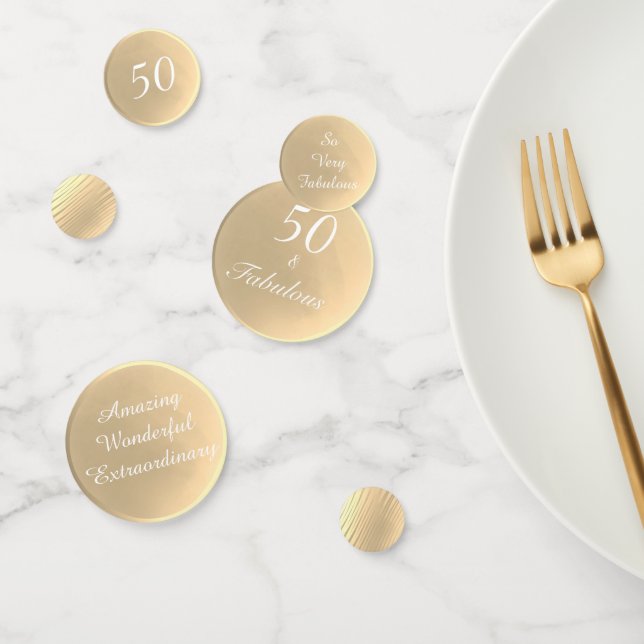 50 und prächtiger Gold-Ton | Tischkonfetti Konfetti (Gruppe)