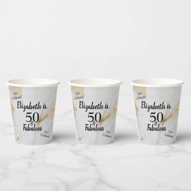 50 und prächtiger goldgrauer Marmor mit schwarzem  Pappbecher (Multi)