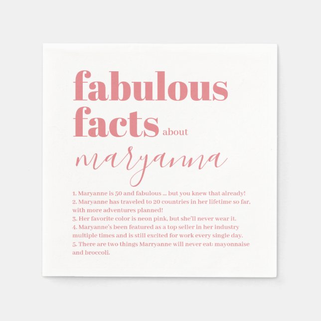 50 und viel Spaß Fact Pink Birthday Napkins Serviette (Vorderseite)
