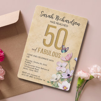 50 und vorzügliche Wildblume Einladung