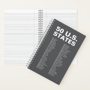 50 US-Bundesstaaten Abkürzungsverzeichnis - Dunkel Notizbuch