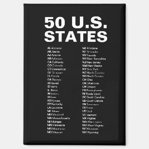 50 US-Bundesstaaten Abkürzungsverzeichnis – Schwar Magnet
