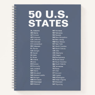 50 US-Bundesstaaten Abkürzungsverzeichnis Spiralbl Notizbuch